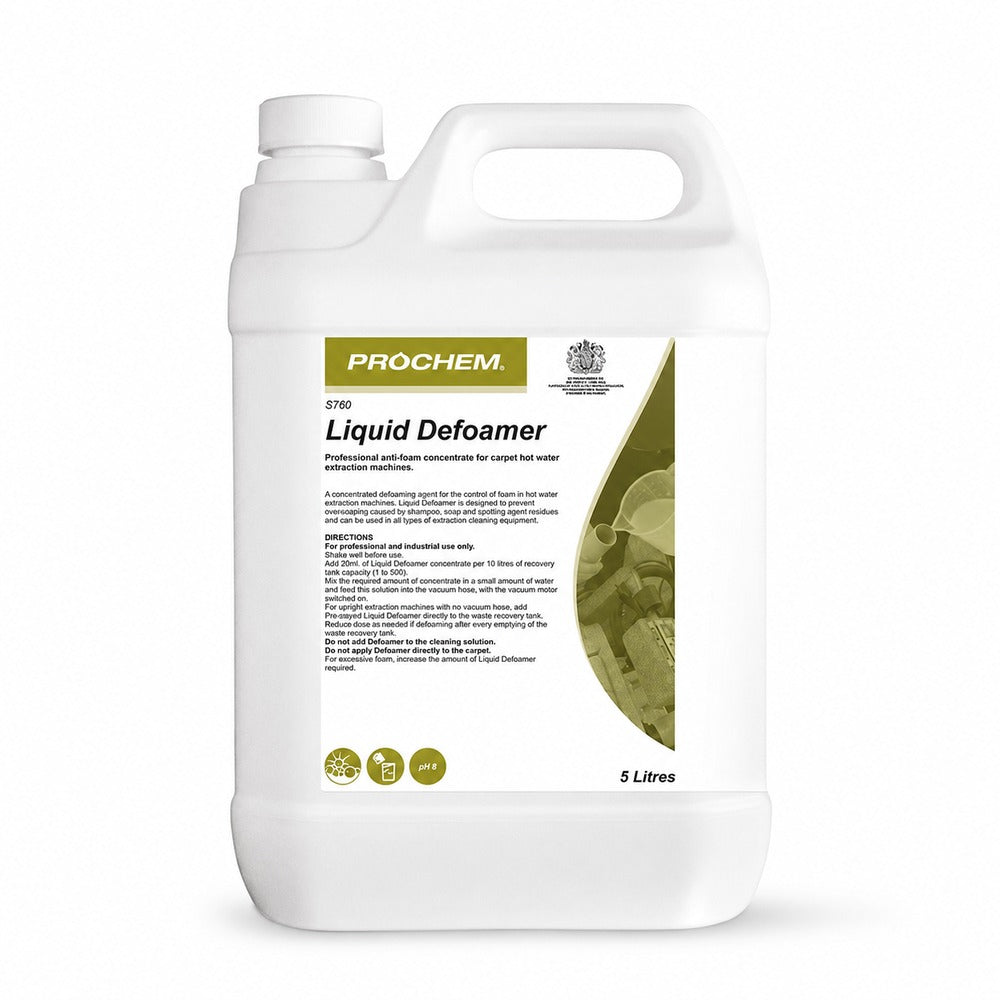 Prochem Liquid Defoamer 5L anti-foam concentrate for extraction machines
