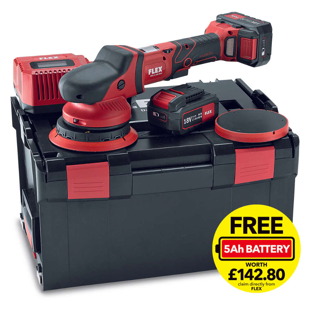 Flex Cordless Polisher | Random Orbital | 18 Volt | XFE 15 150 18.0-EC/5.0 Set