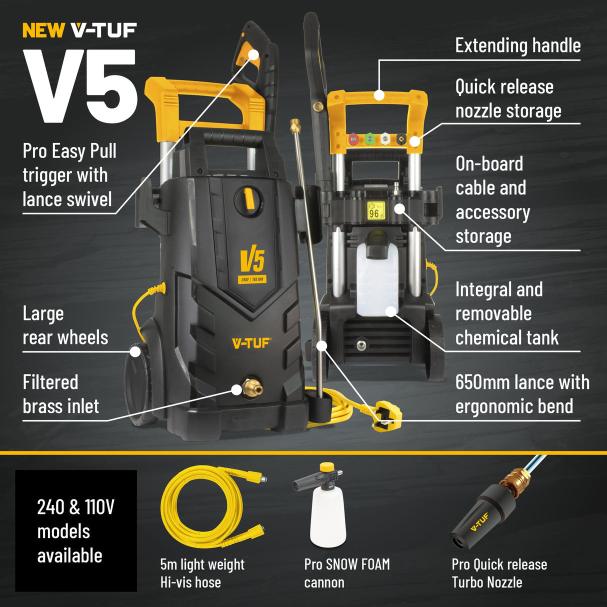 V-TUF V5 | Home Tough Pressure Washer | 165 Bar | 7.2 LPM