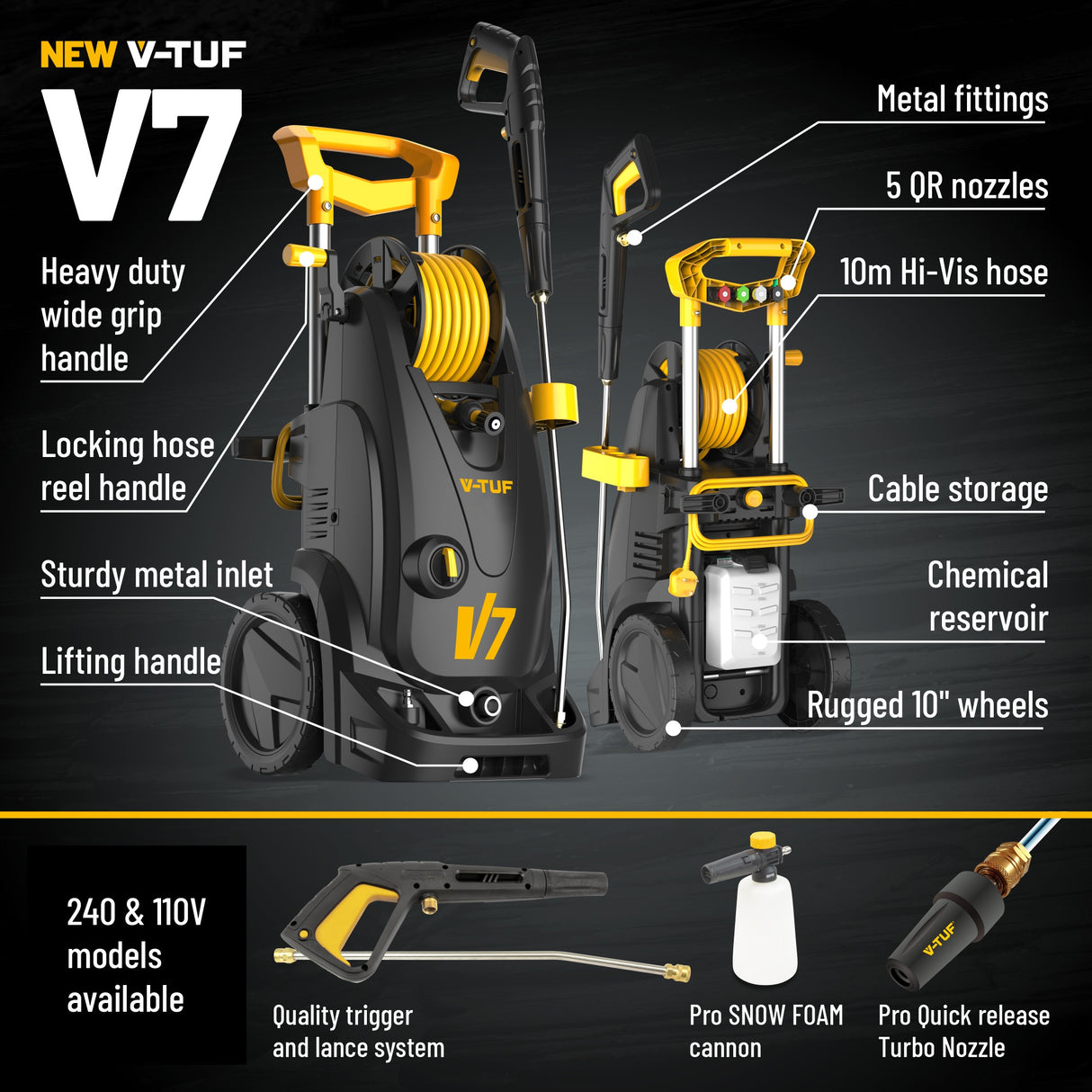 V-TUF V7 | Super Powerful Home Pressure Washer | 195 Bar | 7.2 LPM