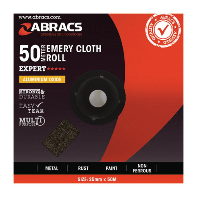 ECA Cleaning Ltd | Abracs Emery Cloth - 180 Grit - 25MM x 50M | EMERY180 | ECA Cleaning Ltd