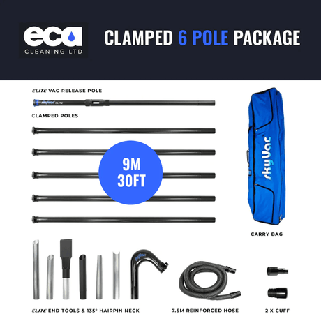 SkyVac | SkyVac Carbon Fibre Clamped Pole Set | CLAMPOLE-2 | ECA Cleaning Ltd